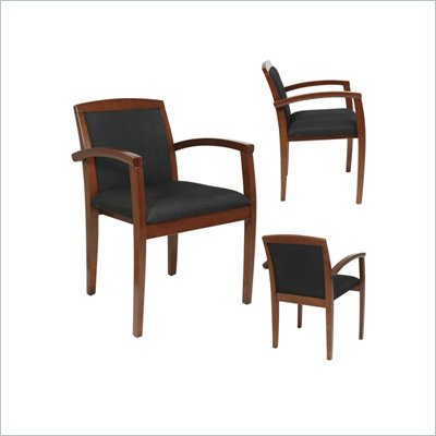 Office Star Wood Guest Chair in Mahogany/Black (Set of 2)