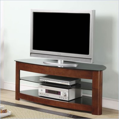 Office Star OSP 49" TV Stand in Black Glass and Dark Cherry