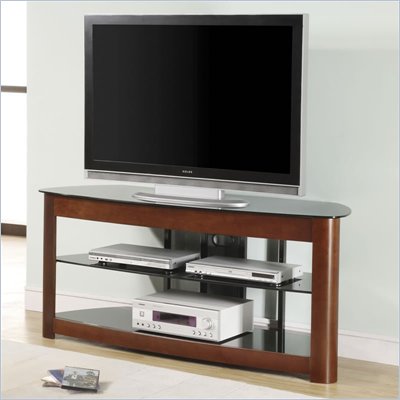 Office Star OSP 60" TV Stand in Black Glass and Dark Cherry