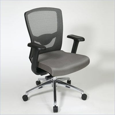 Office Star ProGrid High Back Chair with Adjustable Arms in Grey