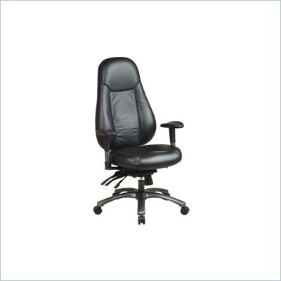 Office Star Pro-Line II Multi-Function High Back Leather Office Chair in Black