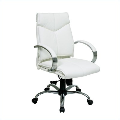 Office Star Deluxe Mid Back White Leather Executive Chair