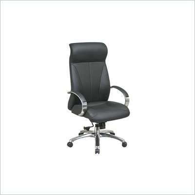 Office Star Deluxe High Back Executive Black Leather Chair