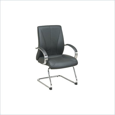 Office Star Deluxe Mid Back Black Leather Visitors Chair