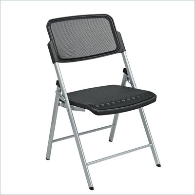 Office Star Deluxe Folding ProGrid Chair in Silver (Set of 2)