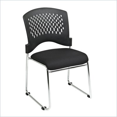 Office Star Sled Base Visitors Chair with Plastic Back and SpringFlex Fabric Seat in Black (Set of 20 on Dolly)