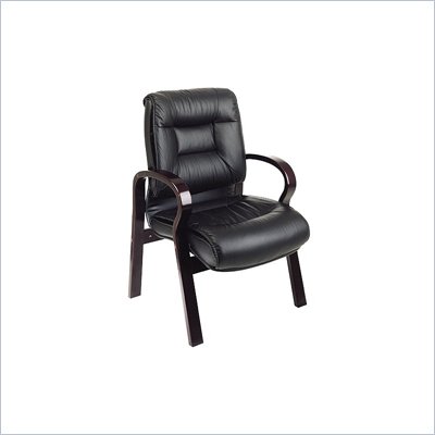Office Star Deluxe Mid Back Leather Guest Chair in Mahogany
