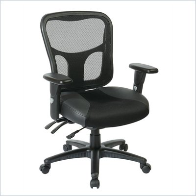 Office Star ProGrid High Back Manager Chair with Leather and Mesh Seat