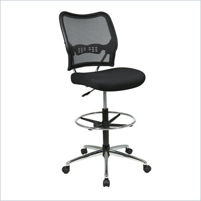 Office Star 13 Air Grid Back Drafting Chair w/ Mesh Seat in Black