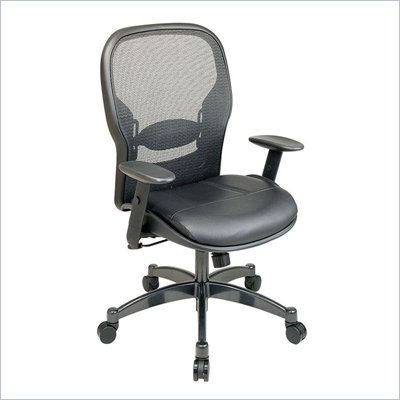 Office Star SPACE: Matrex Back Leather Seat Office Chair in Black