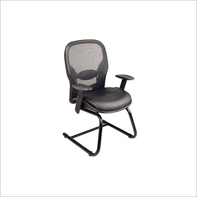Office Star SPACE Collection: Matrex Back Cantilever Base Guest Chair with Leather Seat in Black