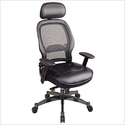 Office Star SPACE Collection: Deluxe Matrex Back Executive Chair with Leather Seat