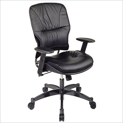 Office Star SPACE Collection: Leather Managers Chair with Metal Base and Height Adjustable Arms