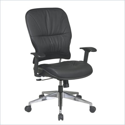 Office Star 32 Black Leather Managers Chair w/ Finish Base