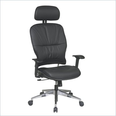 Office Star 32 Black Leather Managers Chair w/ Adjustable Headrest