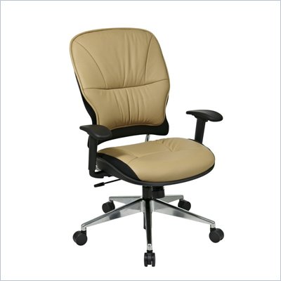 Office Star 32 Taupe Leather Managers Chair w/ Aluminum Base