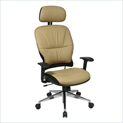 Office Star 32 Taupe Leather Managers Chair w/ Adjustable Headrest