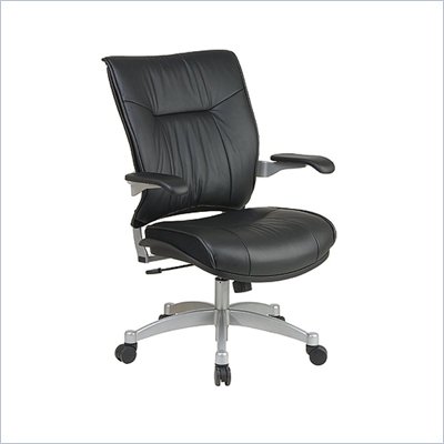 Office Star SPACE Collection Deluxe Leather Manager's Chair with Cantilever Arms