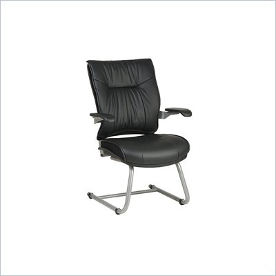 Office Star SPACE Collection: Deluxe Leather Guest Chair with Platinum Finish Cantilever Base