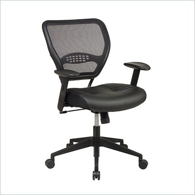 Office Star SPACE Collection: Air Grid Leather Task Chair in Black