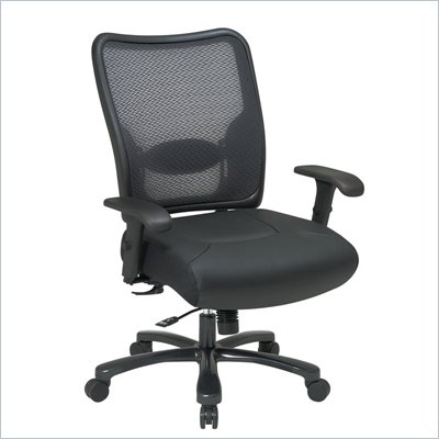 Office Star 75 Big Man's Air Grid Back & Leather Seat Ergonomic Chair