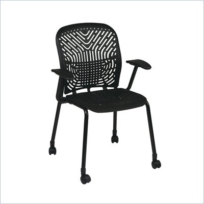 Office Star 801 Raven Visitors Chair w/ BF, Arms & Casters (Set of 2)