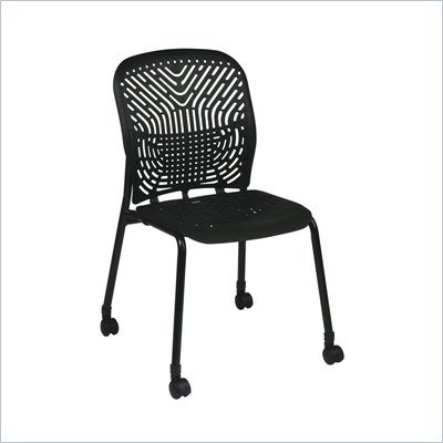 Office Star 801 Raven Visitors Chair w/ BF & Casters (Set of 2)