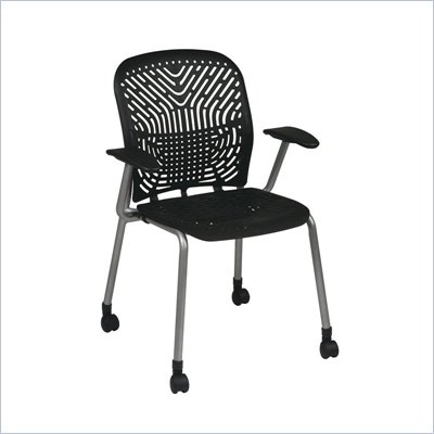 Office Star 801 Raven Visitors Chair w/ PF, Arms & Casters (Set of 2)