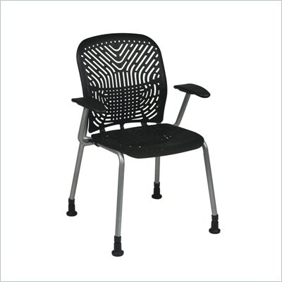 Office Star 801 Raven Visitors Chair w/ PF, Arms & Glides (Set of 2)