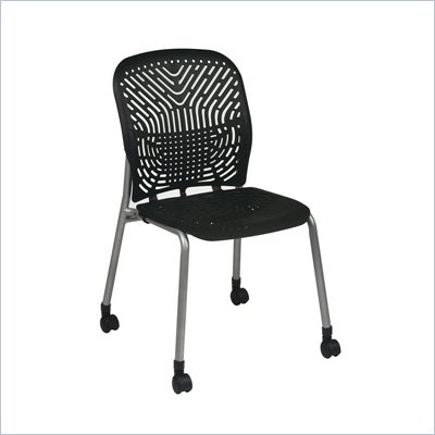 Office Star 801 Raven Visitors Chair w/ PF & Casters (Set of 2)