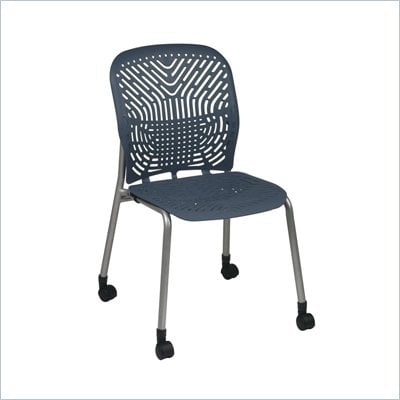 Office Star 801 Blue Visitors Chair w/ PF & Casters (Set of 2)