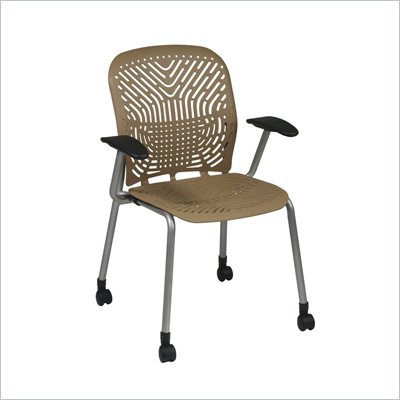 Office Star 801 Latte Visitors Chair w/ PF, Arms & Casters (Set of 2)