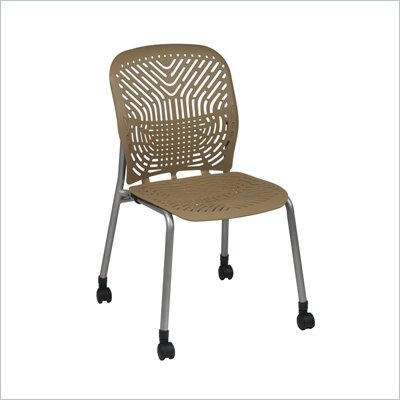 Office Star 801 Latte Visitors Chair w/ PF & Casters (Set of 2)