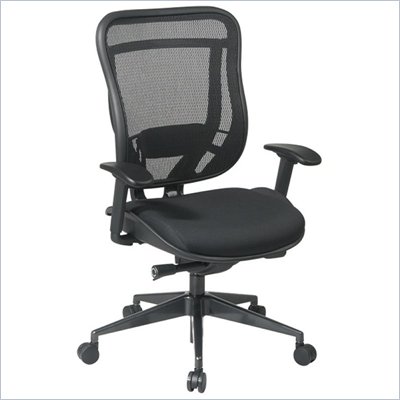 Office Star 818 High Back Chair w/ Mesh Seat in Black/Gunmetal
