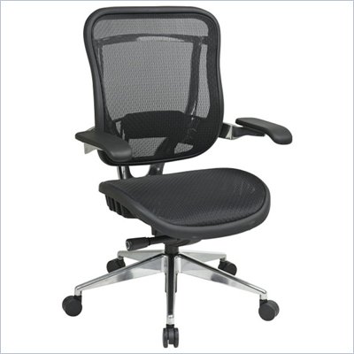 Office Star 818A High Back Chair w/ Mesh Seat in Black/Gunmetal