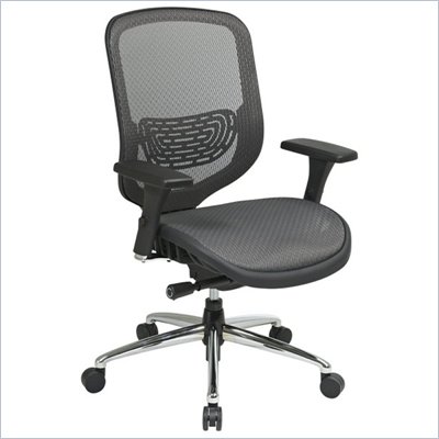 Office Star 829 Charcoal Mesh Seat & Back Chair in Black/Gunmetal