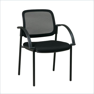 Office Star Screen Back Mesh Seat Visitors Chair in Black