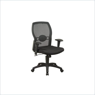 Office Star Screen Back Mesh Seat Chair with Adjustable Arms in Black