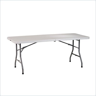 Office Star 6' Resin Rectangular Multi Purpose Center Fold Table with Split Trestle Legs