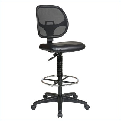 Office Star Deluxe Mesh Back Drafting Chair with Vinyl Seat