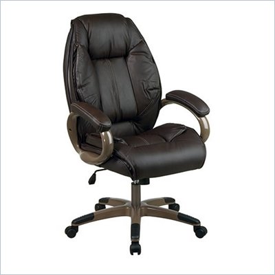 Office Star Executive Leather Chair in Espresso with Cocoa