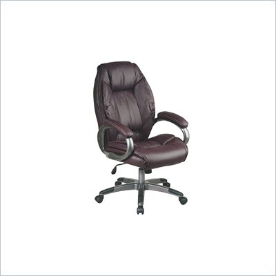 Office Star Executive Leather Chair in Wine with Pewter Coated Finish