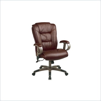 Office Star Executive Leather Chair in Saddle with Cocoa