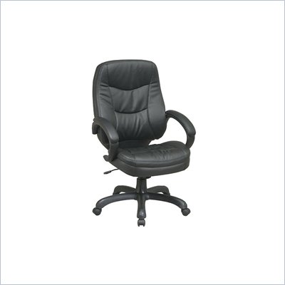 Office Star Deluxe High Back Executive Black Leather Chair