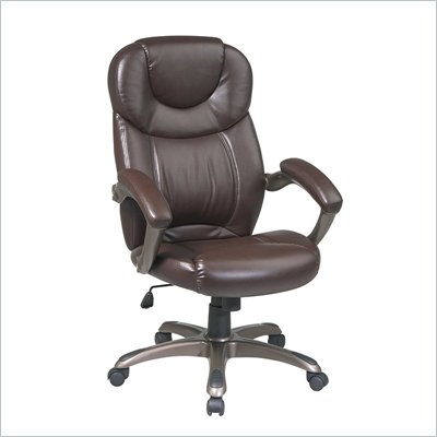 Office Star Executive Espresso Eco Leather Chair with Padded Arms
