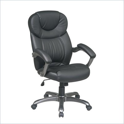 Office Star Executive Black Eco Leather Chair with Padded Arms