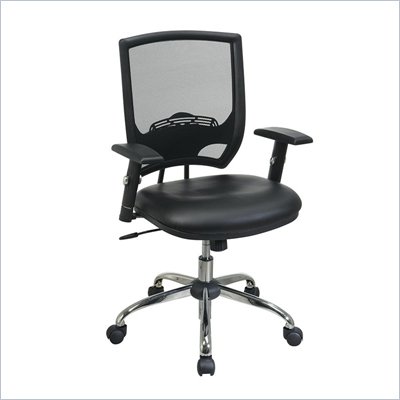 Office Star Screen Back Chair with Faux Leather Seat and Headrest