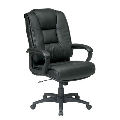 Office Star Deluxe High Back Leather Chair with Padded Loop Arms