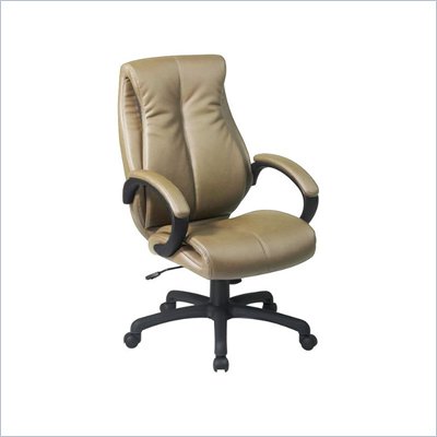 Office Star Deluxe High Back Executive Coated Tan Leather Chair