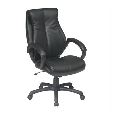 Office Star Deluxe High Back Executive Coated Black Leather Chair
